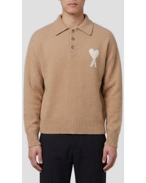 Ami Paris Ami De Coeur Polo Shirt - Natural