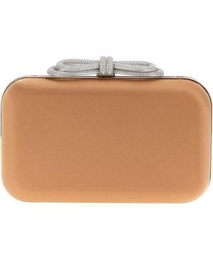 Mach & Mach Mach & Mach 'Double Bow Satin' Clutch - Brown