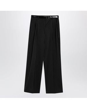 Dolce & Gabbana Pinstripe Belted Pants - Black