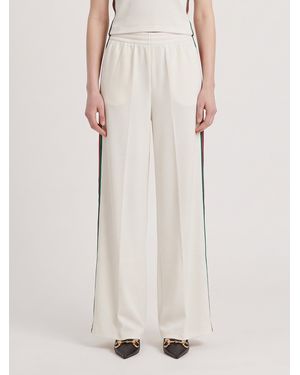 Gucci Rib Cotton Jersey Leisure Pants With Web - Natural