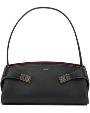 Ferragamo "Hug East-West" Medium Shoulder Bag - Black