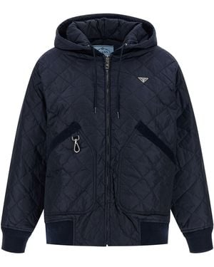 Prada Quilted Hooded Jacket - Blue