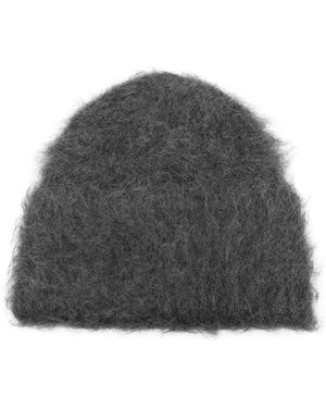 TOTEME Dark Melange Alpaca Polyamide Knit Beanie - Gray