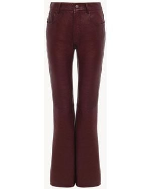 Chloé Flared Textured Lambskin Leather Pants - Purple