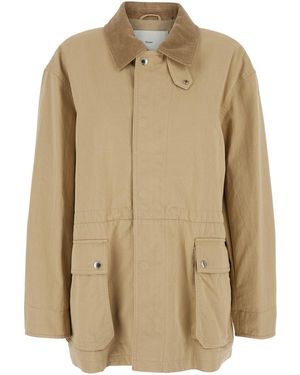 DUNST Jacket Ribbed Collar Cotton - Natural