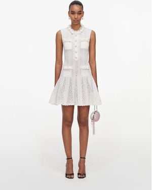 Self-Portrait Snap-Front Cotton Dress With Removable Cami Lining And Button Detail, Size S - White