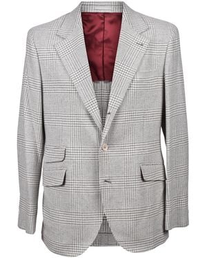 Brunello Cucinelli Light Wool Check Suit - Gray