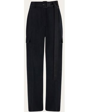 Ferragamo Belted Straight Pants - Blue