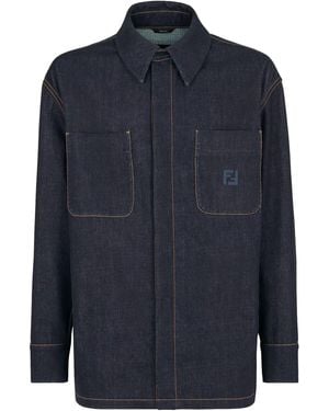 Fendi Cotton Denim Jacket Selleria - Blue