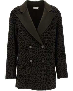 P.A.R.O.S.H. Animal Print Double-Breasted Blazer - Black