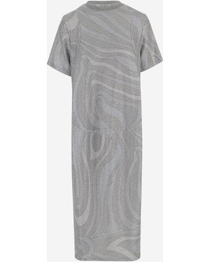 PUCCI Stretch Nylon Dress With Abstract Print - Gray