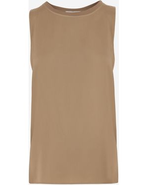 Q.WIN Sleeveless Stretch Cotton Top - Natural