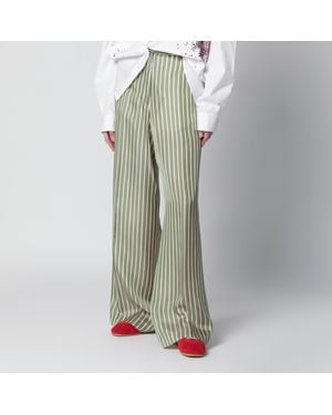 Dries Van Noten Wide-Leg Striped Pants - Green