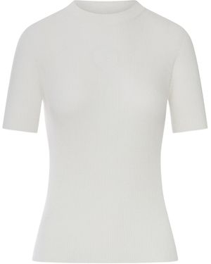 Fendi Ribbed Short-Sleeve Sweater - White