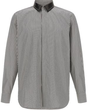 Tom Ford Striped Shirt With Detachable Collar - Gray