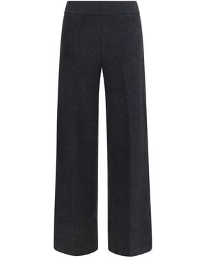 Avenue Montaigne Flavia Wide-Leg Cotton-Blend Pants - Blue