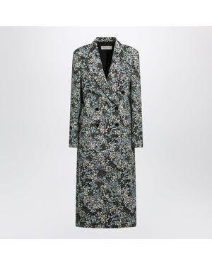 Dries Van Noten Doublebreasted Coat With Floral Jacquard Pattern - Gray
