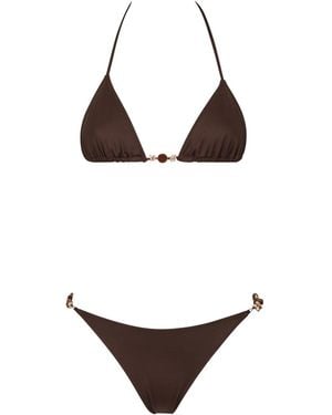 Anjuna Bikini With Beaded Detailing - Brown