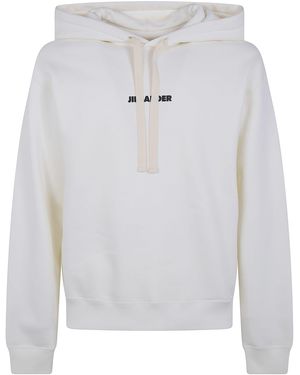 Jil Sander Logo Print Hoodie - White