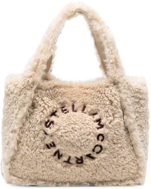 Stella McCartney Stella Logo Shearling Tote - Natural