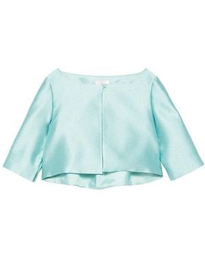 Fely Campo Short-Sleeve Cropped Jacket Silk - Blue