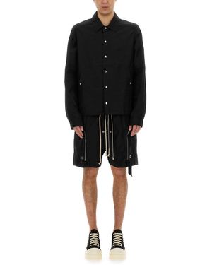 Rick Owens Buttoned Jacket With Design - Black