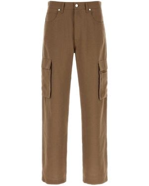 Fendi Light Brown Linen Cargo Pant - Natural