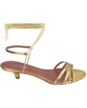Paris Texas Linda Metallic Python Print Lace-Up Sandals