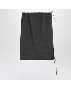 Prada Slate/Garnet Midi Skirt - Black