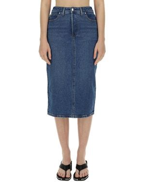 T By Alexander Wang Regular Fit Midi Skirt - Blue
