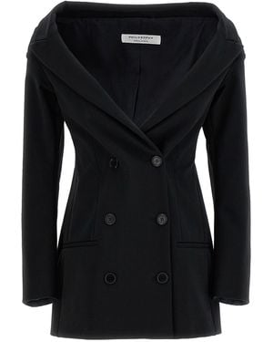 Philosophy Double Breast Off-shoulder Blazer Jacket - Black
