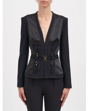 Elisabetta Franchi Bustier Jacket With Belt - Black