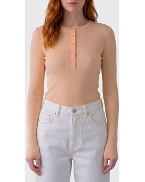 Chloé Bleached Ribbed Top - Blue