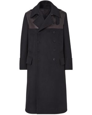 Fendi Wool And Leather Parka - Black