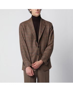 Tagliatore Singlebreasted Jacket With A Prince Of Wales Check Pattern - Brown