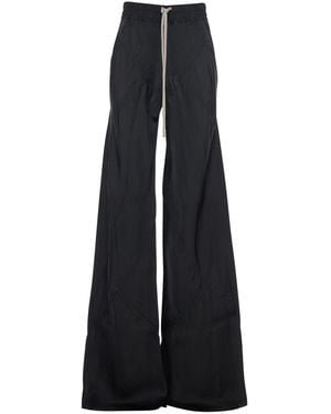 Rick Owens Wide Leg Pants With A Glossy Finish - Black