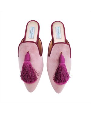 Monsoon And Beyond 695 Lola Velvet Mules - Pink
