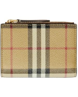 Burberry Small Check Book-Shaped Wallet - Natural