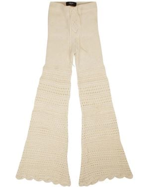Amiri Checkered Crochet Flare Pants- Ivory - Natural