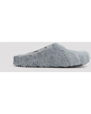Marni Aquamarine Calf Hair Fussbett Sabot Mules - Gray