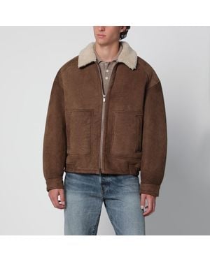 Salvatore Santoro Coffee Shearling Jacket With Zip - Brown
