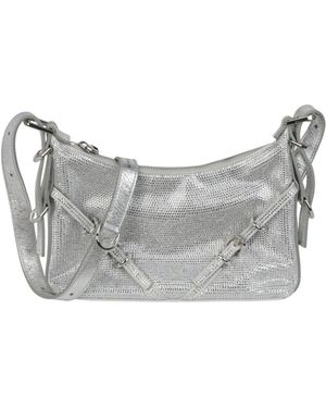 Givenchy Mini Voyou Satin And Strass Shoulder Bag - Gray