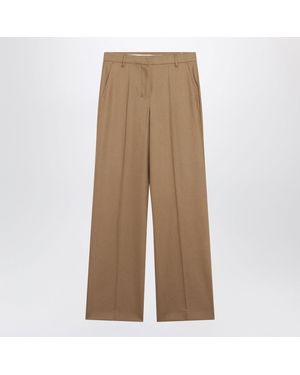 Max Mara Regular Fit Camel Wool Pants - Natural