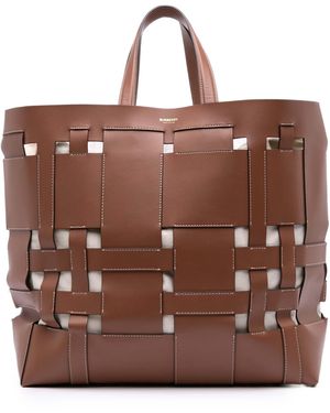 Burberry Large Leather Foster Tote - Brown