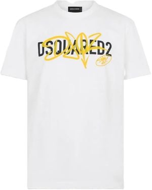 DSquared² Graffiti Logo-Print T-Shirt - White