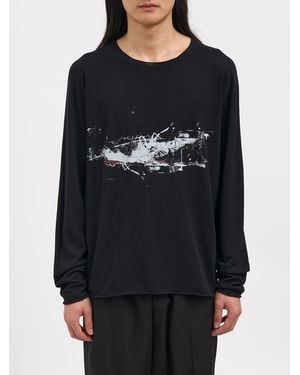 Isabel Benenato Cotton Sweater With Print - Black