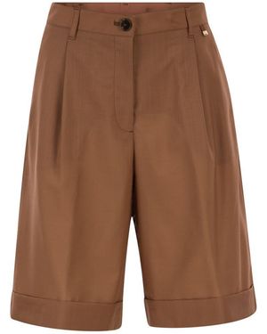 Herno Tailored Virgin Wool Bermuda Shorts With Pleats - Brown