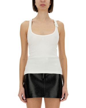 Courreges Ribbed Tank Top - White