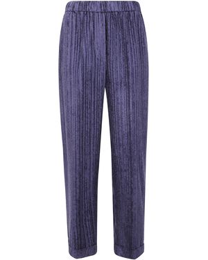 Peserico Stretch Waisted Velvet Pants - Blue