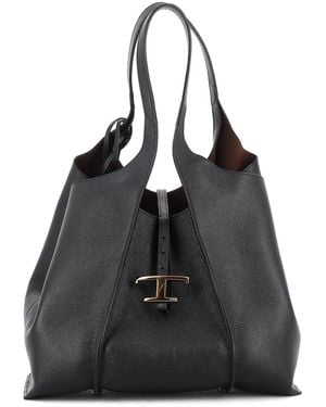 Tod's Hammered Leather Tote - Black